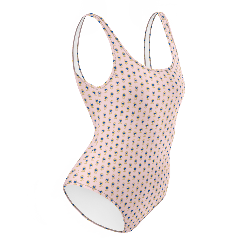 Flower Pink One-Piece Swimsuit - Alivwood