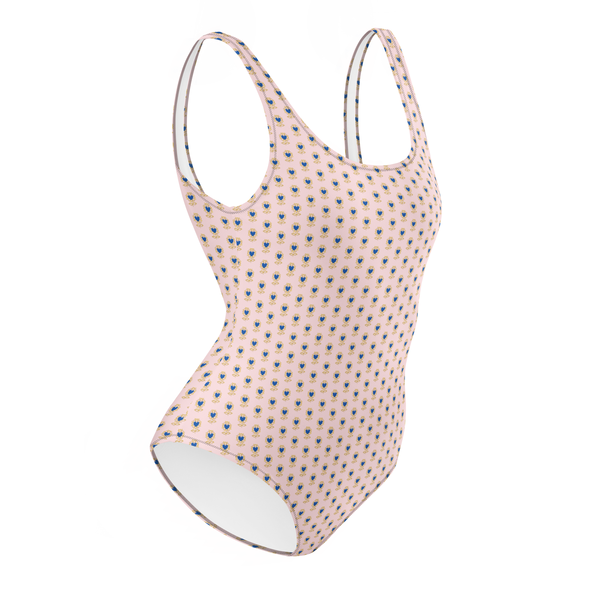 Flower Pink One-Piece Swimsuit - Alivwood