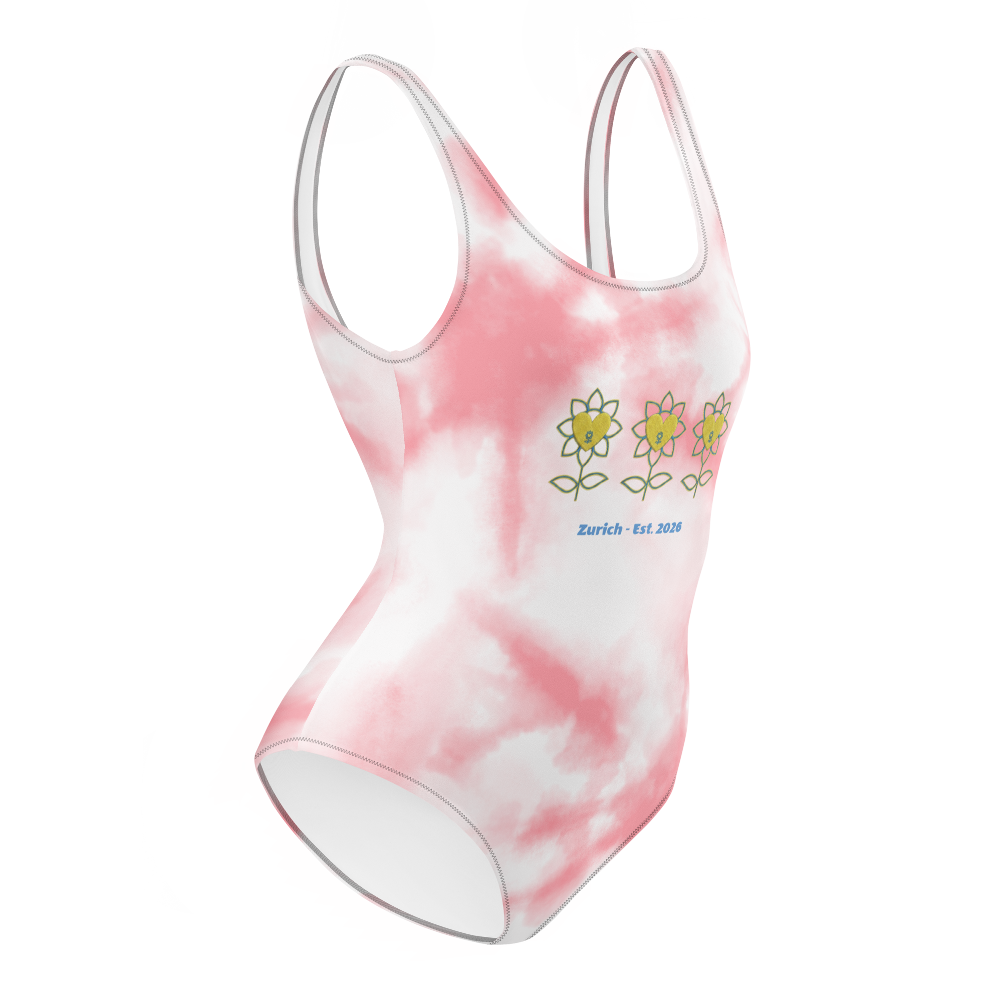 Alivwood Three Sunflowers Melange Pink One-Piece Swimsuit - Alivwood