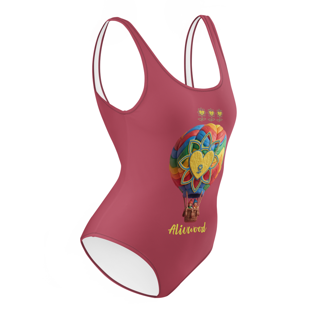 Air Balloon Hippie Pink One-Piece Swimsuit - Alivwood