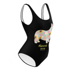 Flower dog Black One-Piece Swimsuit - Alivwood