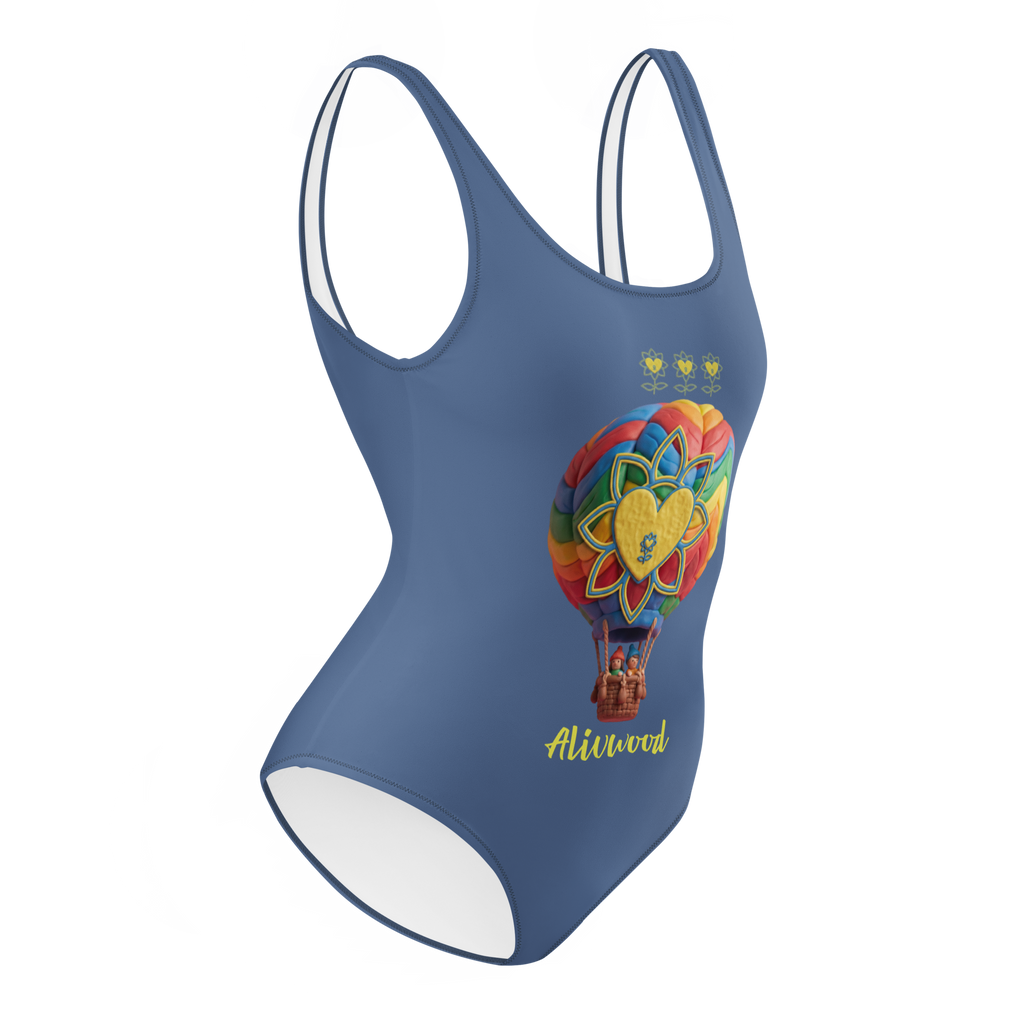 Air Balloon Kashmir Blue One-Piece Swimsuit - Alivwood