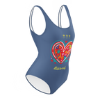 Big Heart Kashmir Blue One-Piece Swimsuit - Alivwood