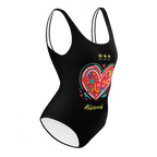 Big Heart Black One-Piece Swimsuit - Alivwood