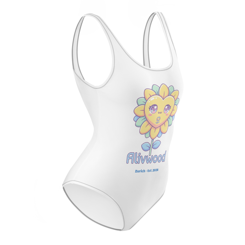 Funny heart White One-Piece Swimsuit - Alivwood