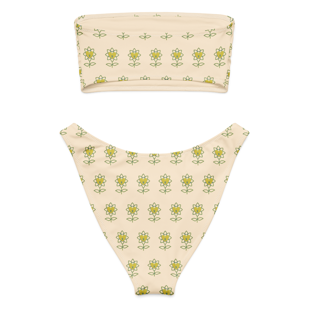 Flower Papaya Whip Recycled bandeau bikini - Alivwood