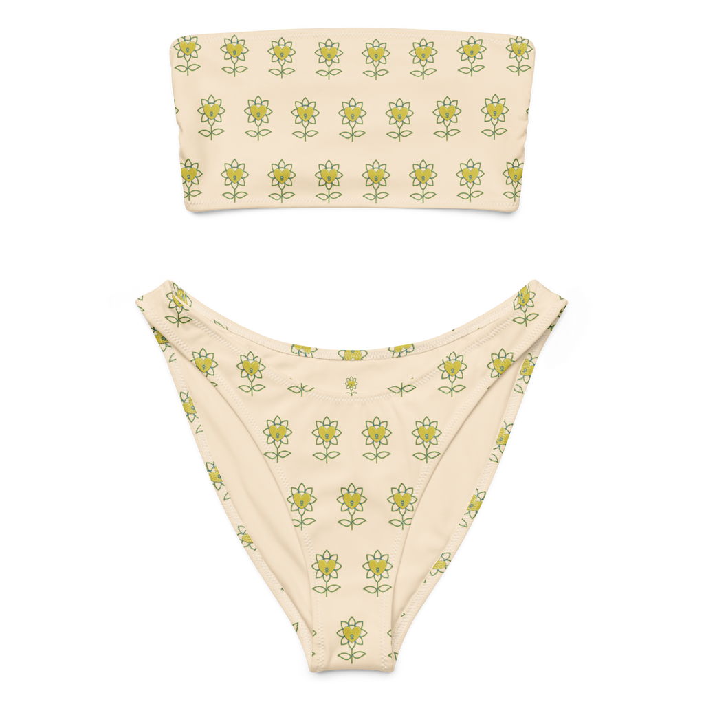 Flower Papaya Whip Recycled bandeau bikini - Alivwood