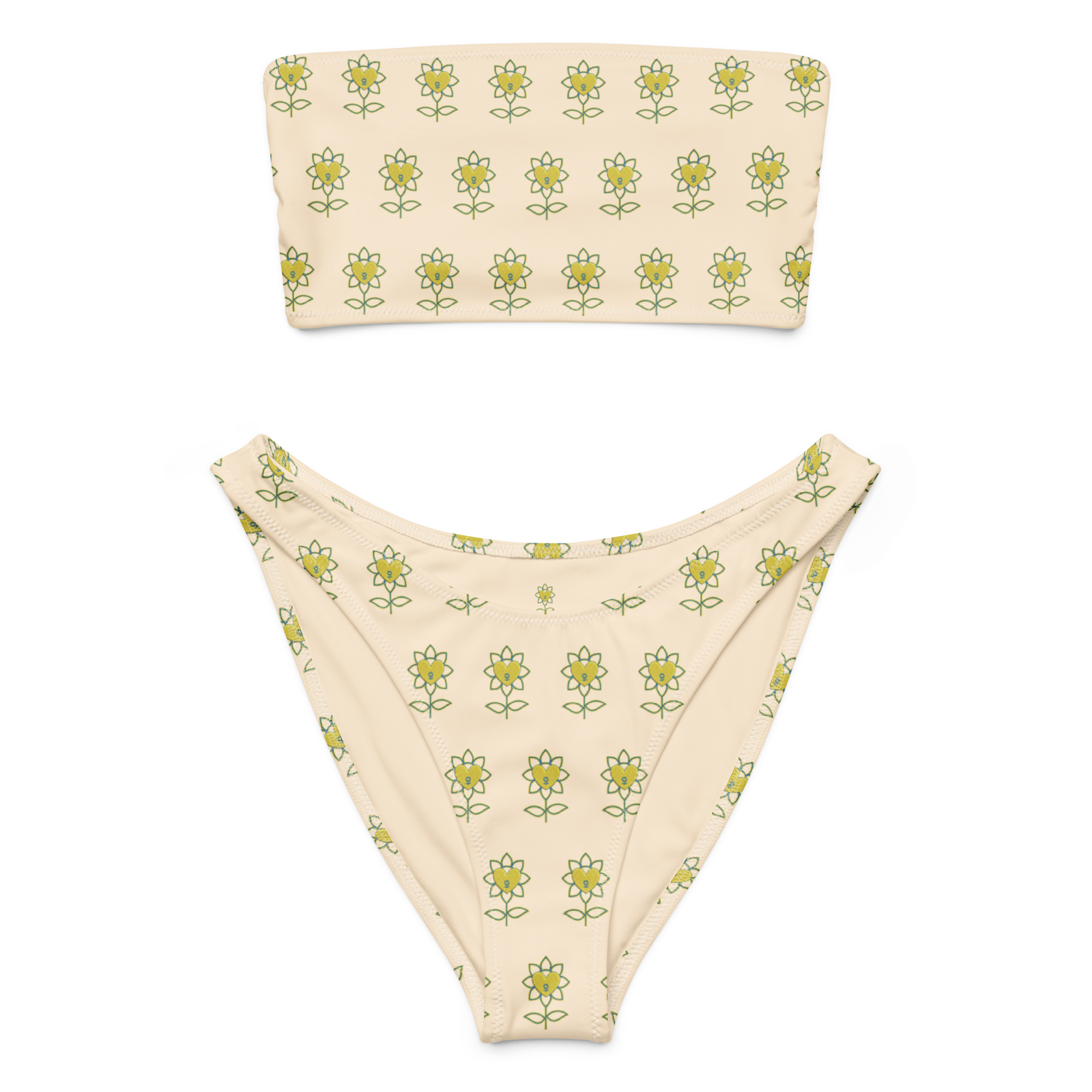 Flower Papaya Whip Recycled bandeau bikini - Alivwood