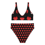 Red dot Black Recycled high-waisted bikini - Alivwood