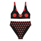 Red dot Black Recycled high-waisted bikini - Alivwood