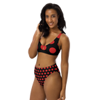 Red dot Black Recycled high-waisted bikini - Alivwood