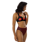 Red dot Black Recycled high-waisted bikini - Alivwood