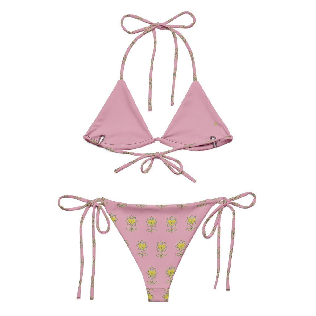 Flower Melanie All-over print recycled string bikini - Alivwood