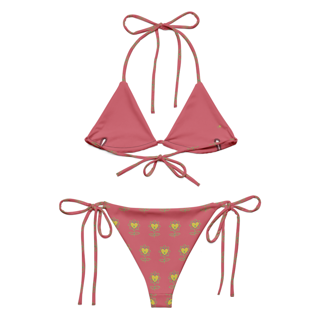 Flower Cabaret All-over print recycled string bikini - Alivwood