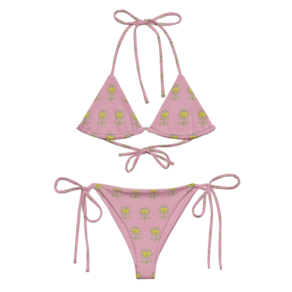 Flower Melanie All-over print recycled string bikini - Alivwood