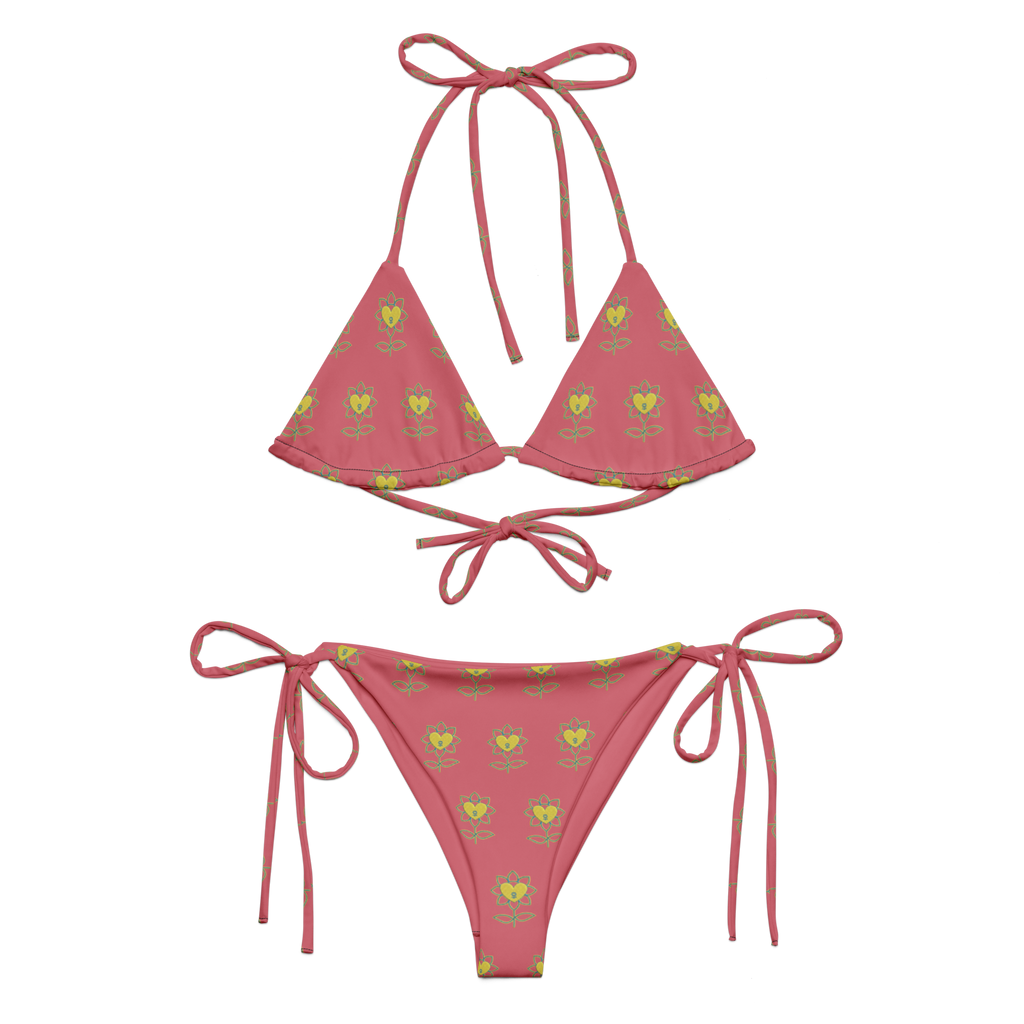 Flower Cabaret All-over print recycled string bikini - Alivwood