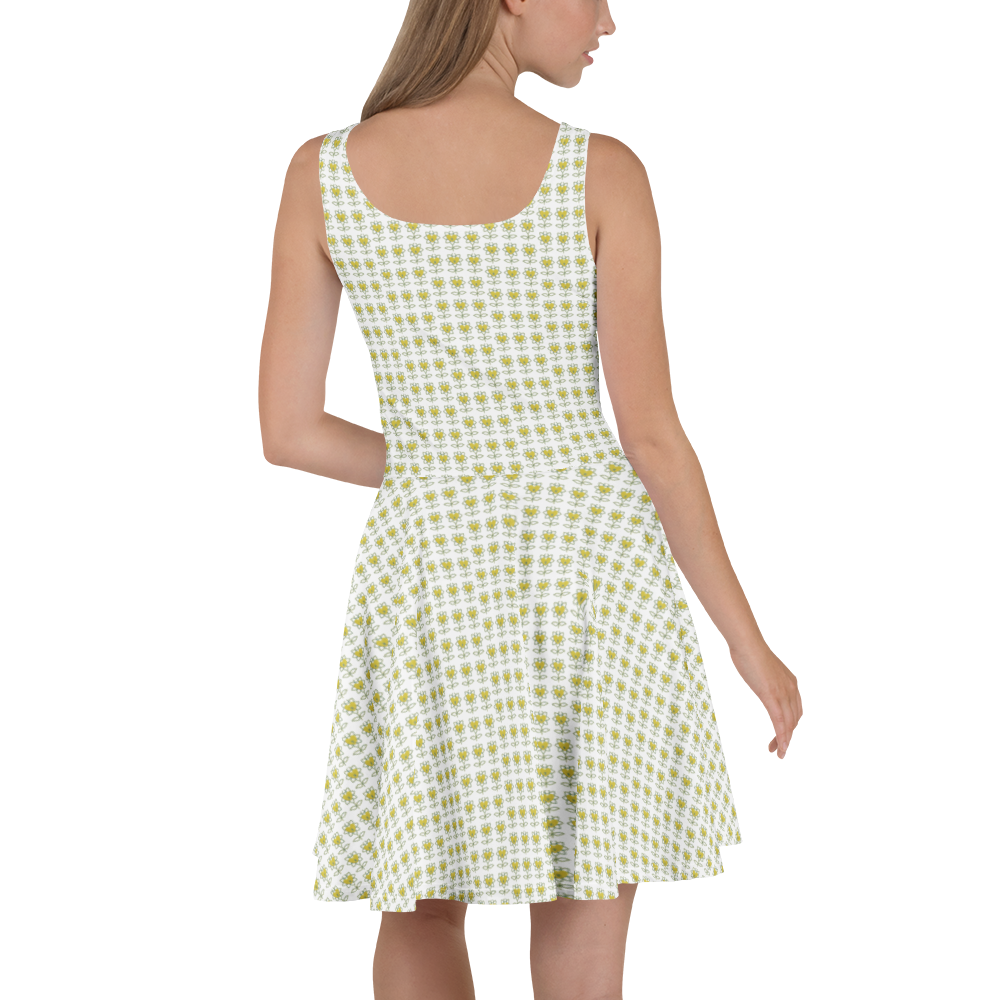 Flower Allover Skater Dress - Alivwood