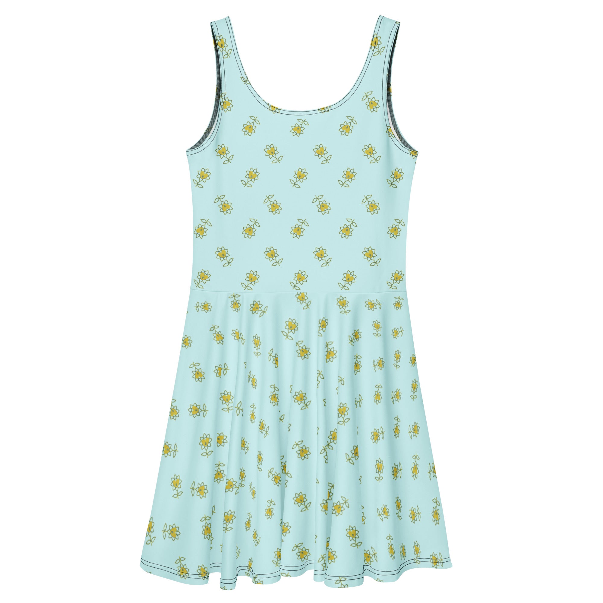 Flower Allover Skater Dress - Alivwood