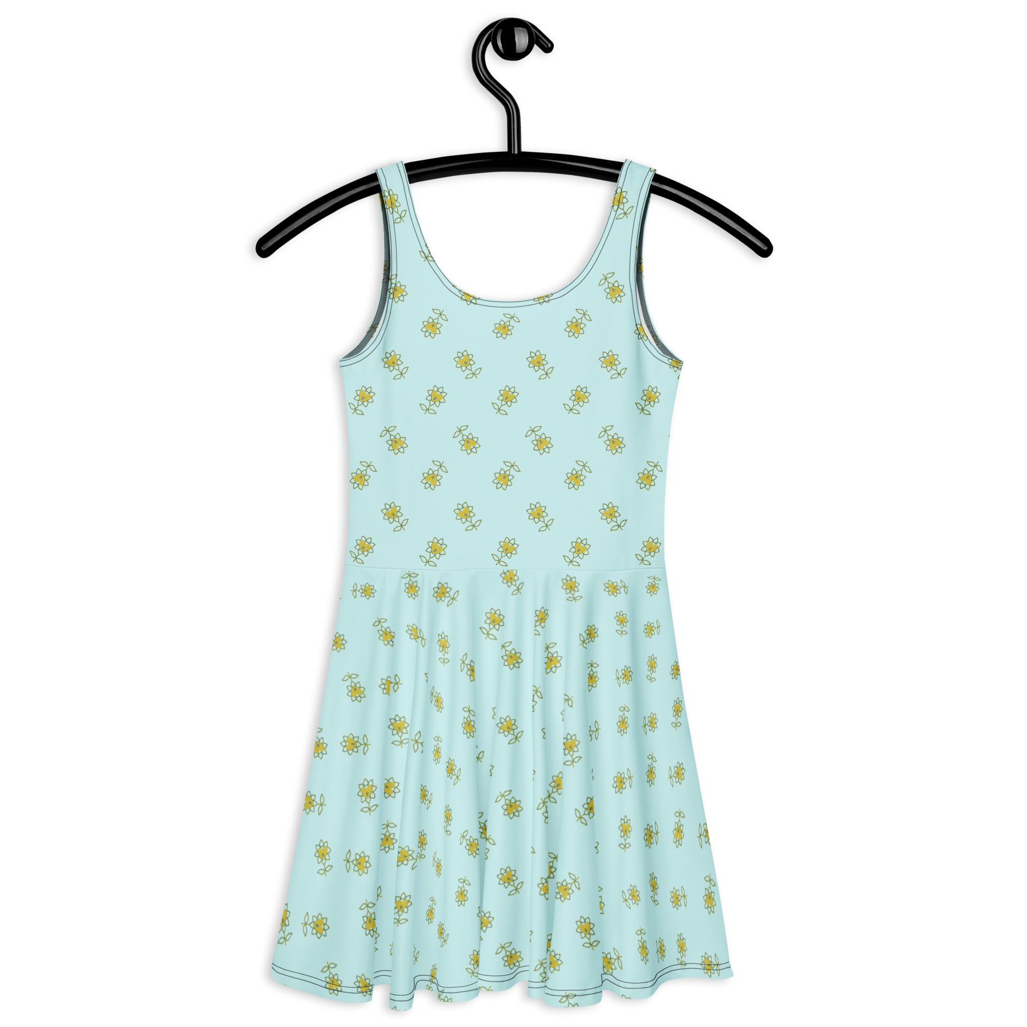 Flower Allover Skater Dress - Alivwood