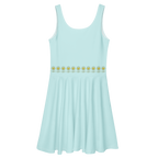 FlowerBottom Cyan Skater Dress - Alivwood
