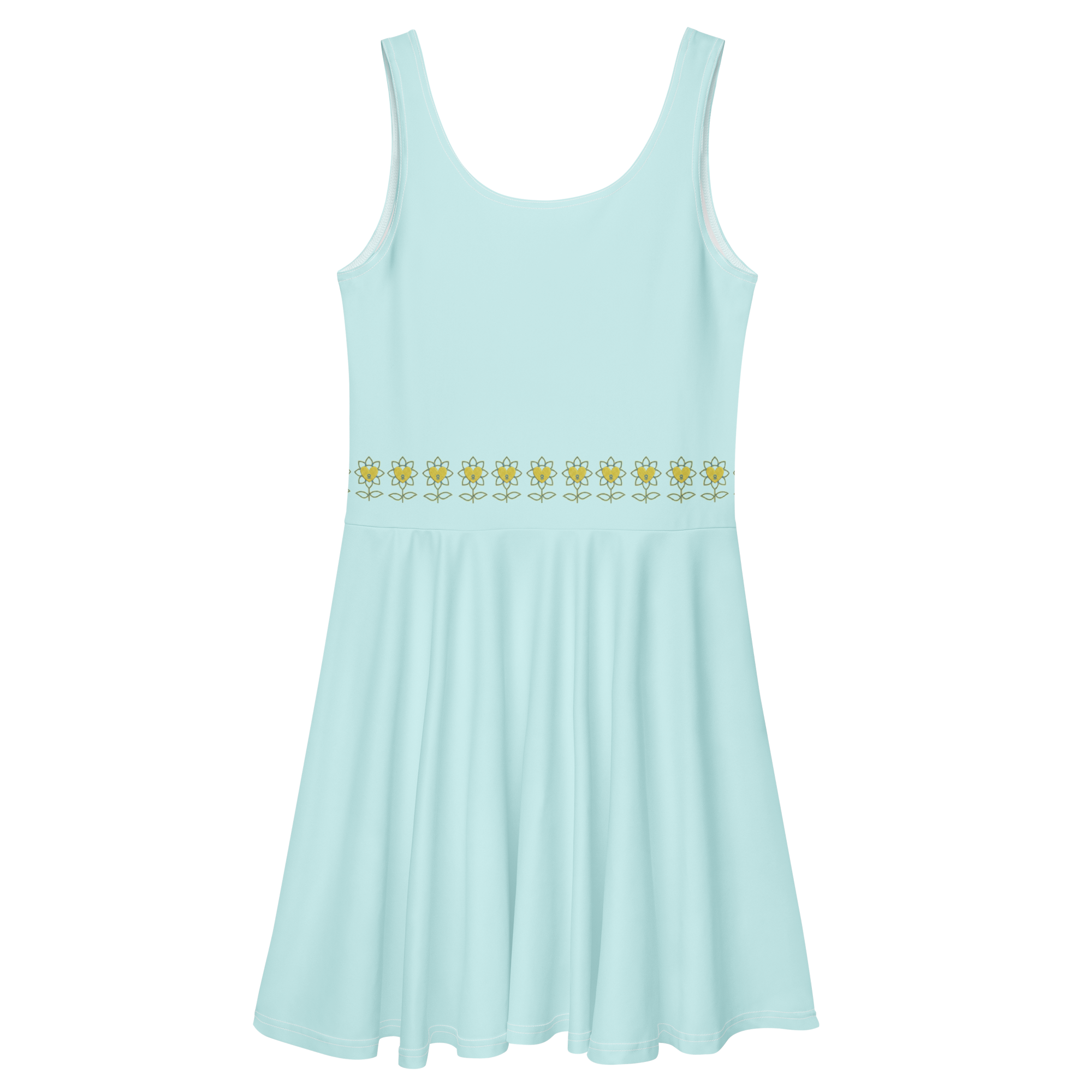 FlowerBottom Cyan Skater Dress - Alivwood