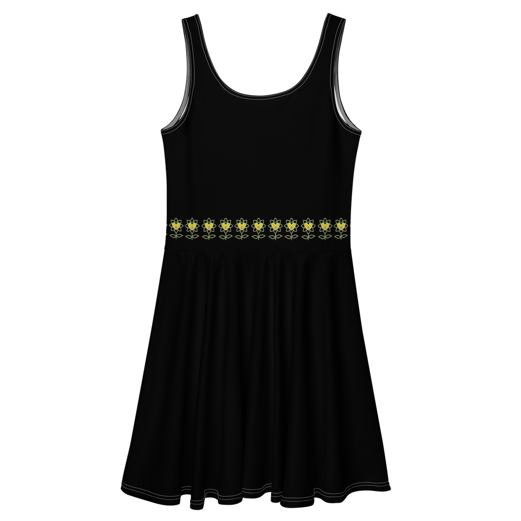 FlowerBottom Black Skater Dress - Alivwood