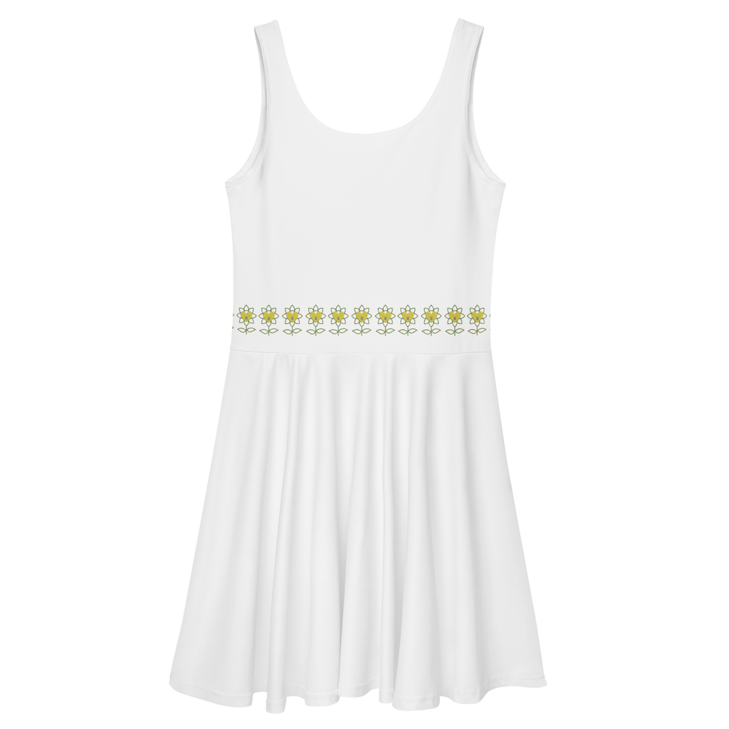 FlowerBottom White Skater Dress - Alivwood