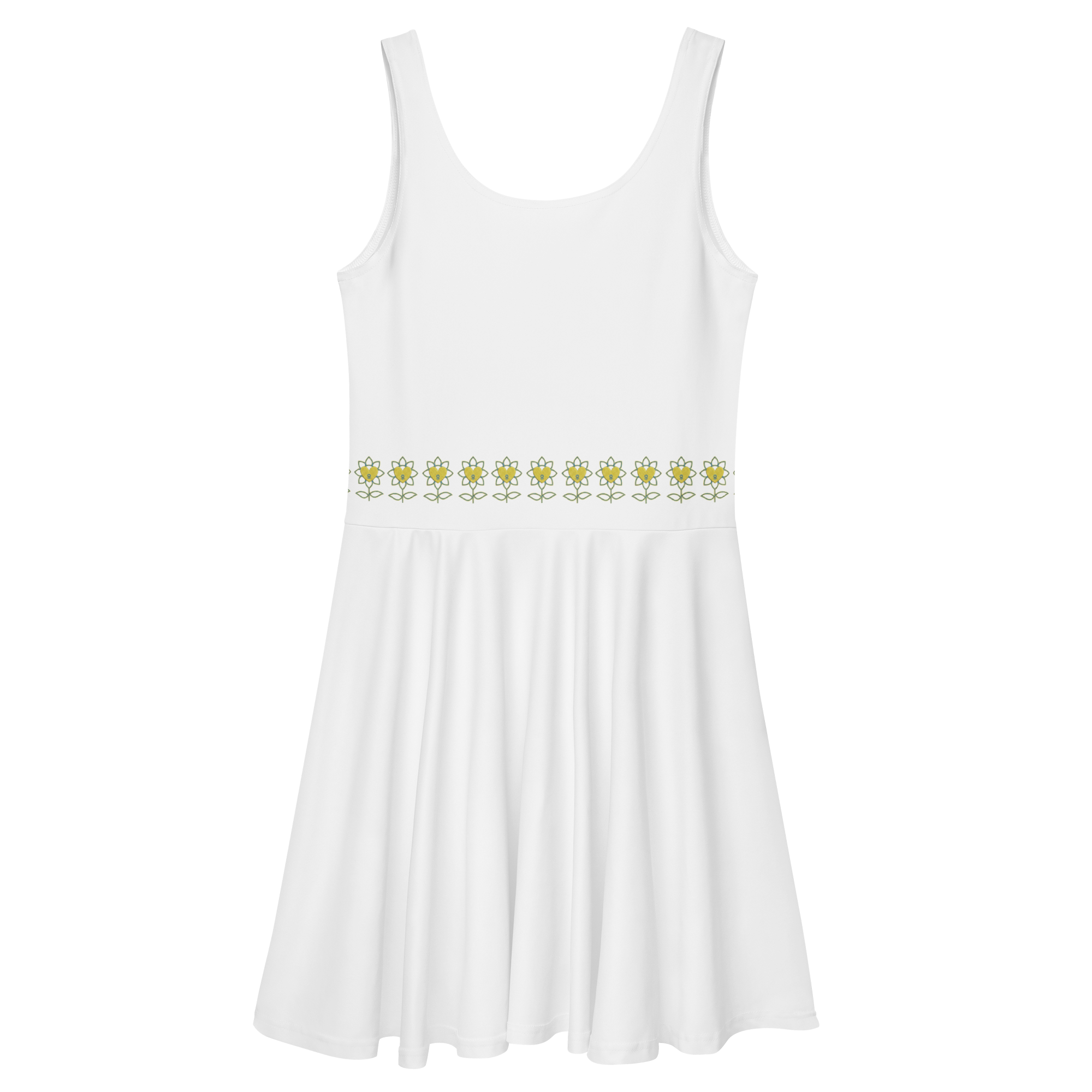 FlowerBottom White Skater Dress - Alivwood