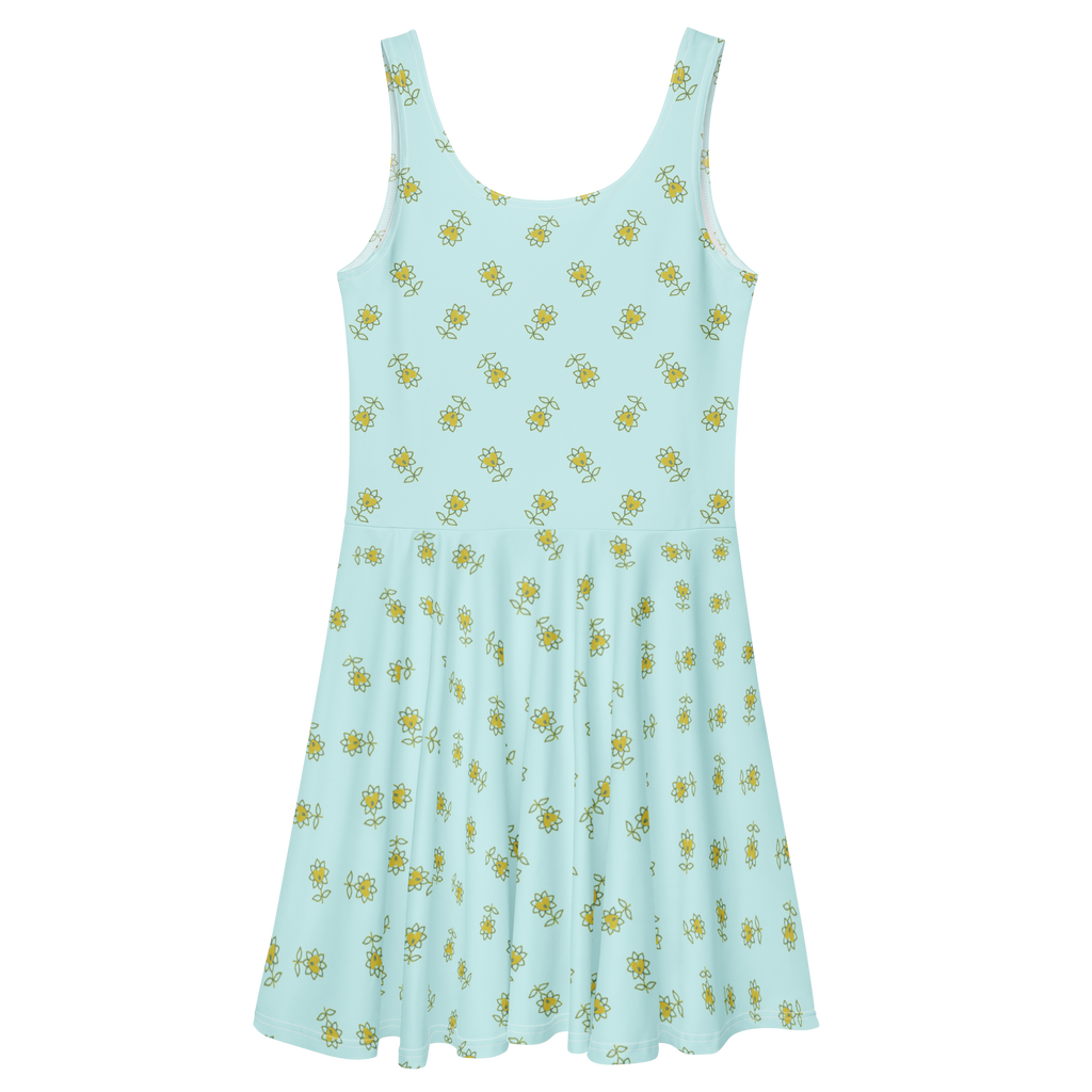 Flower Allover Skater Dress - Alivwood