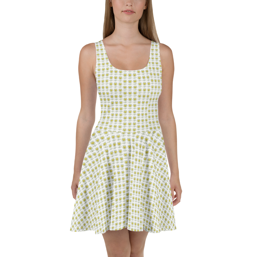 Flower Allover Skater Dress - Alivwood