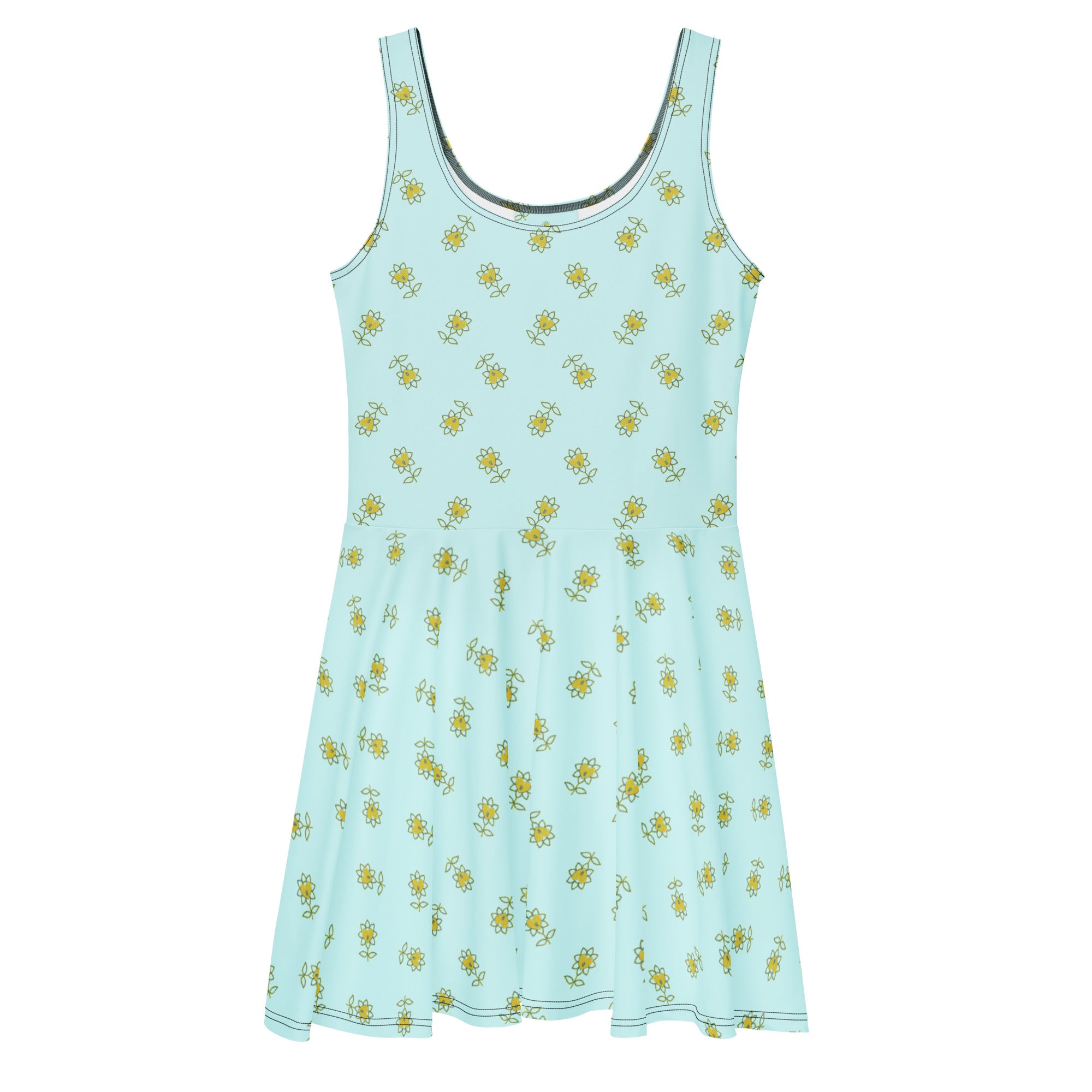 Flower Allover Skater Dress - Alivwood