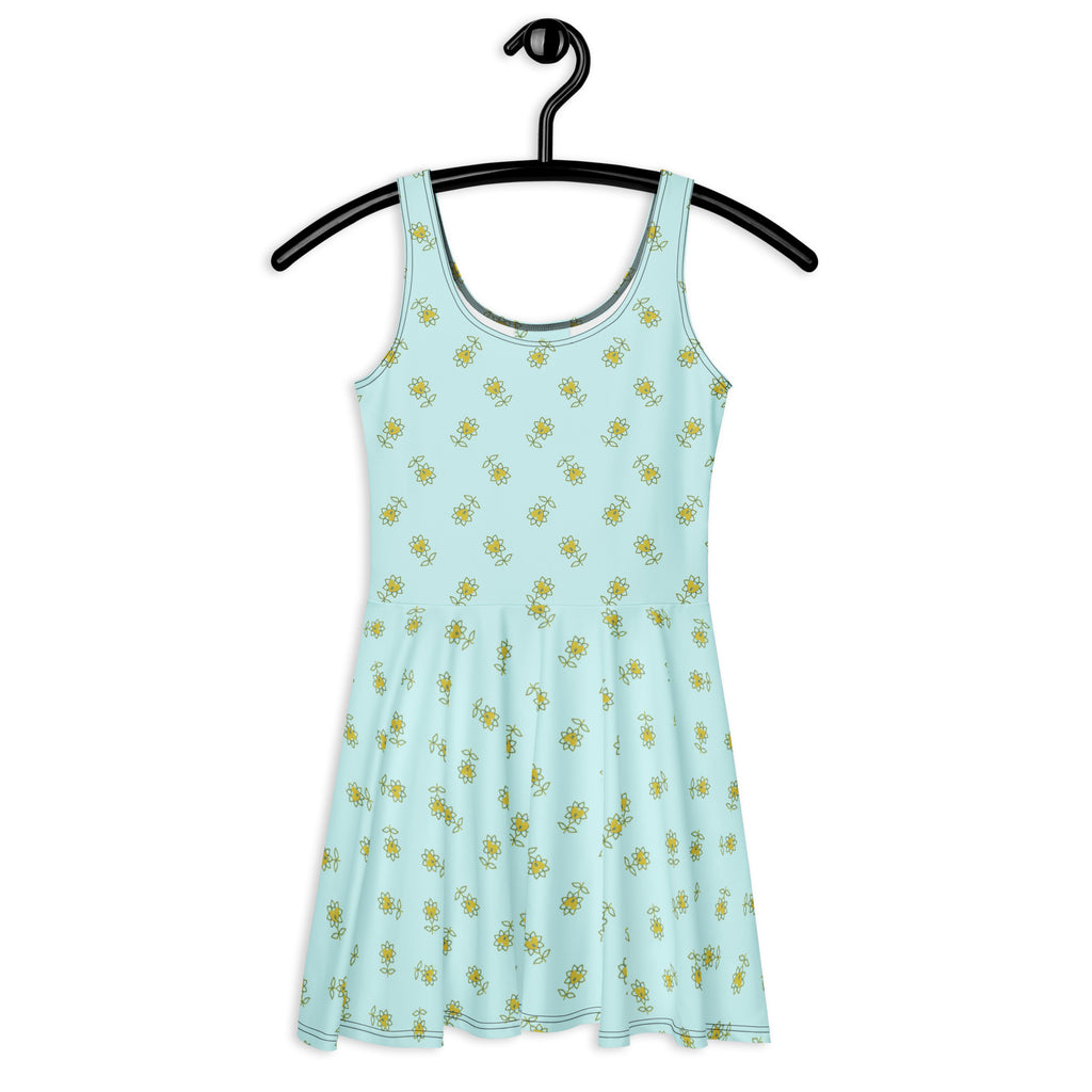 Flower Allover Skater Dress - Alivwood