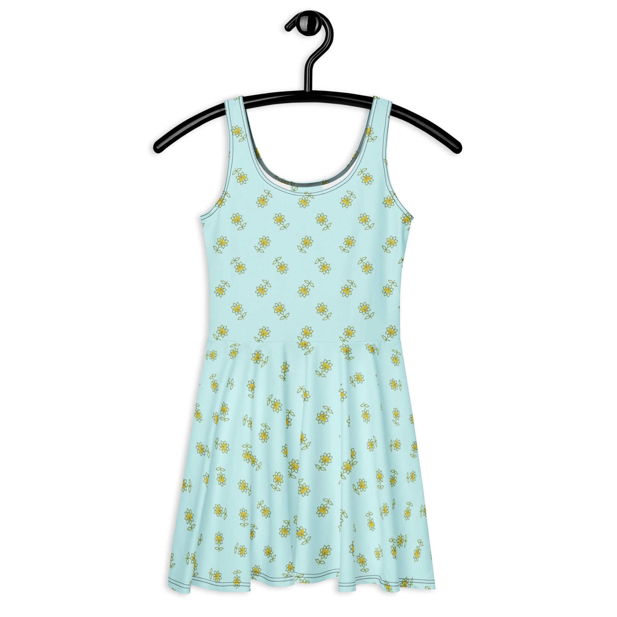 Flower Allover Skater Dress - Alivwood