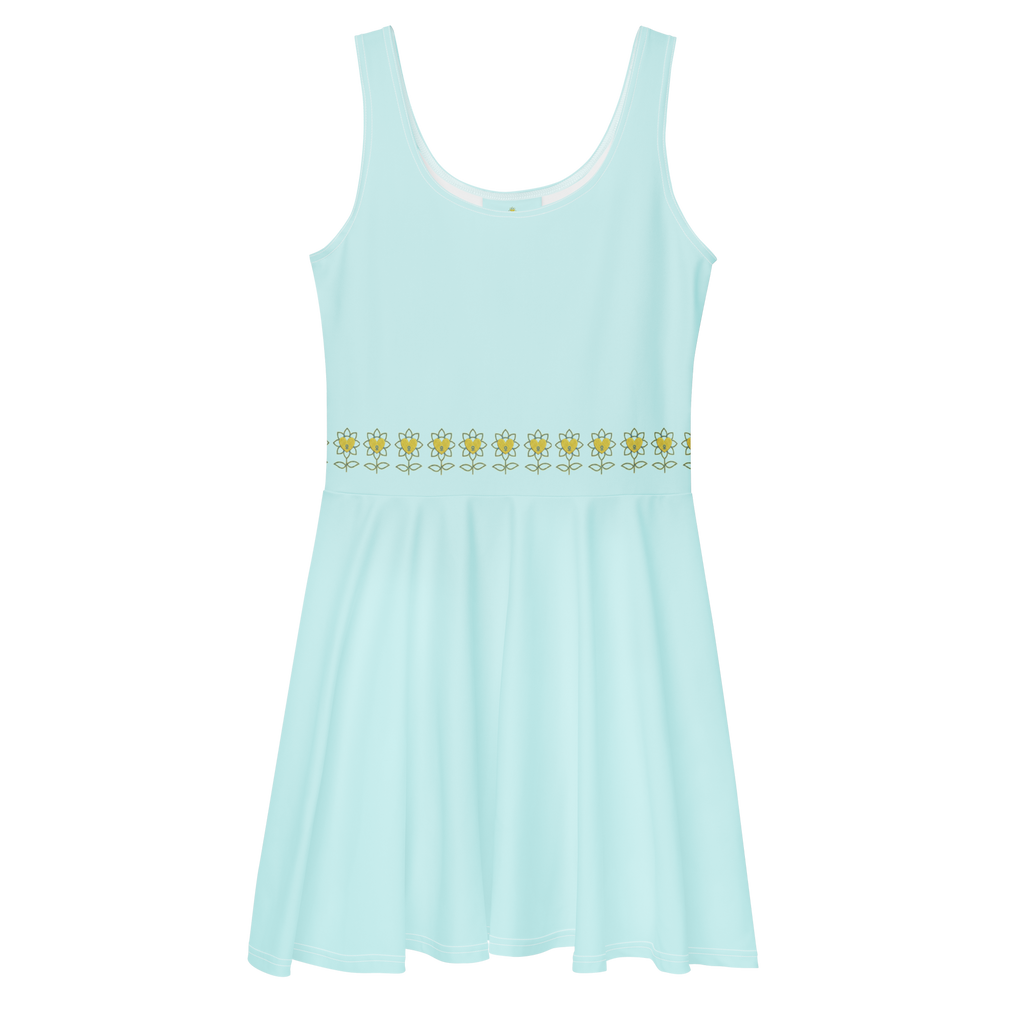 FlowerBottom Cyan Skater Dress - Alivwood