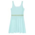 FlowerBottom Cyan Skater Dress - Alivwood