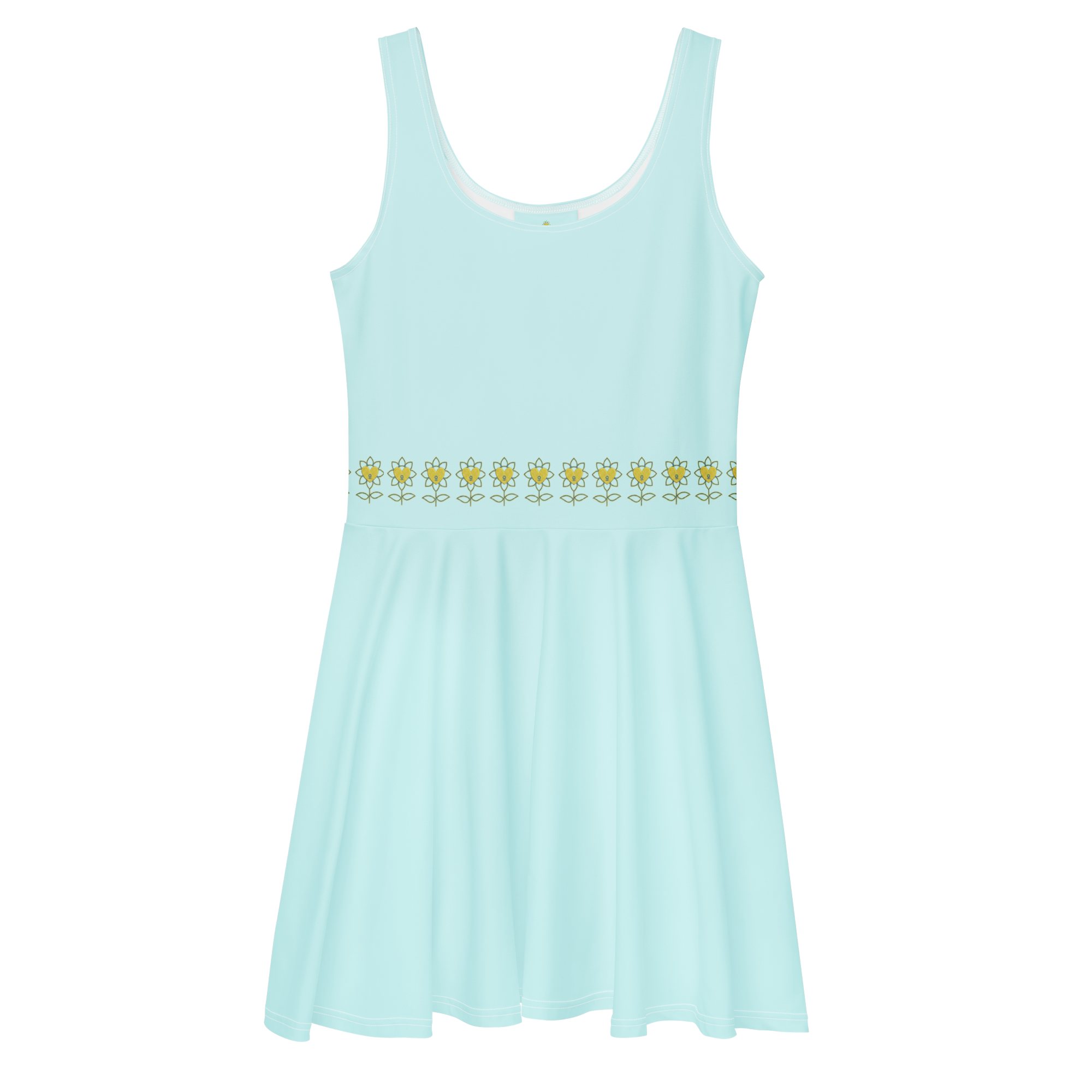 FlowerBottom Cyan Skater Dress - Alivwood