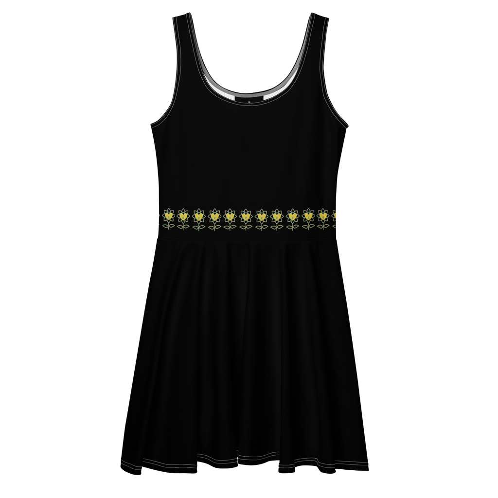 FlowerBottom Black Skater Dress - Alivwood