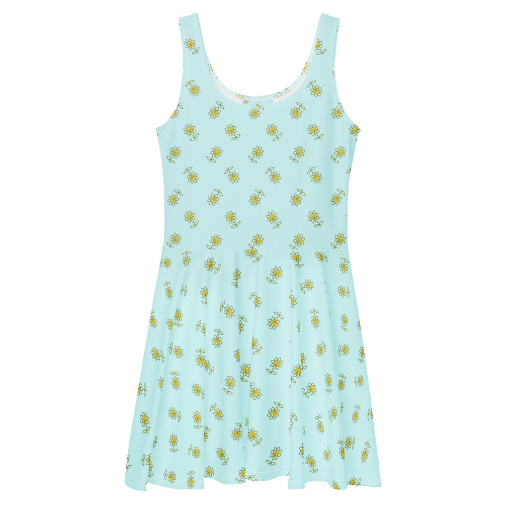 Flower Allover Skater Dress - Alivwood
