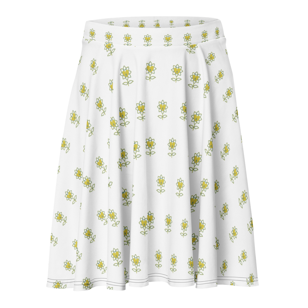 Flower Logo white Skater Skirt - Alivwood
