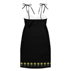 FlowerBottom Black Tie-strap midi dress - Alivwood