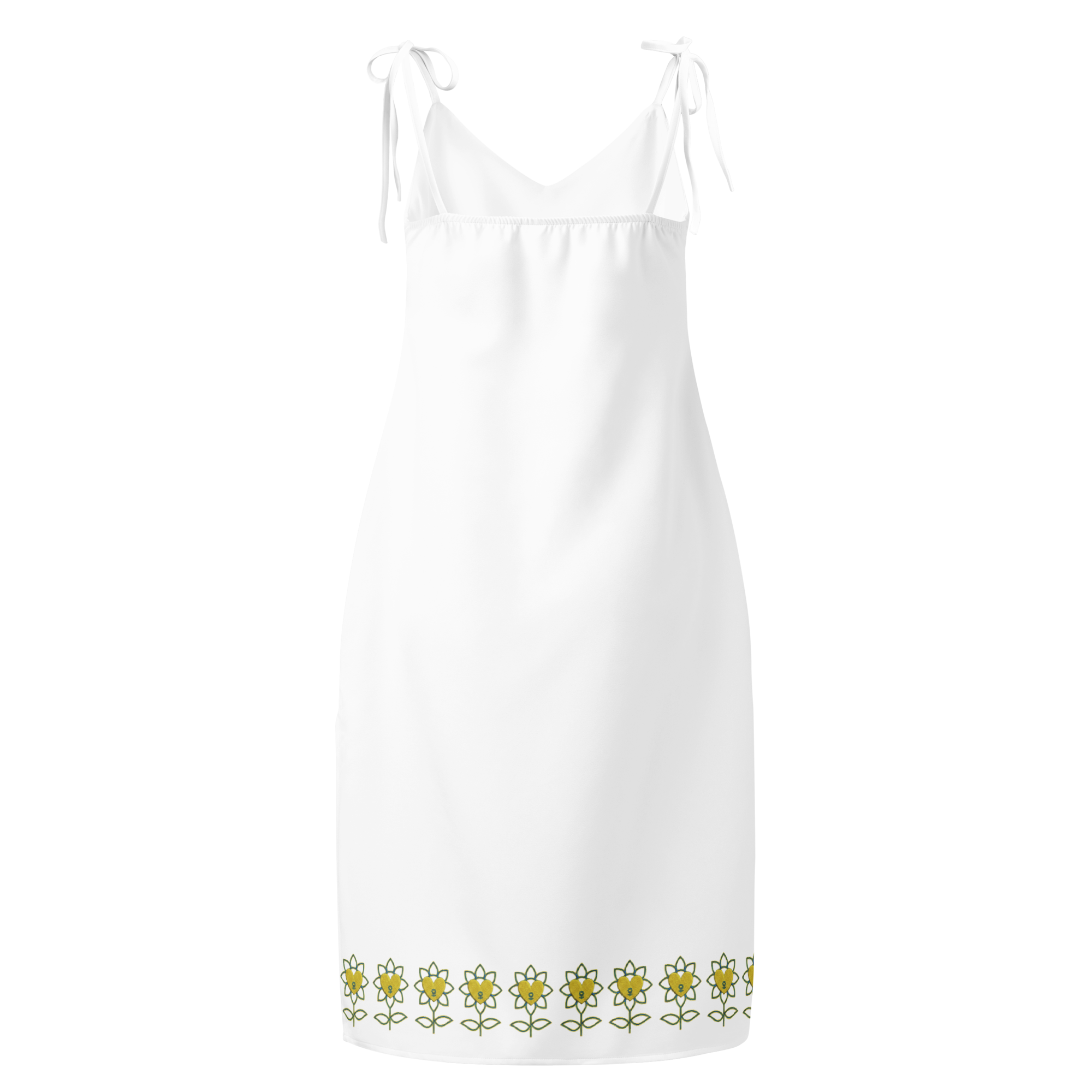 FlowerBottom White Tie-strap midi dress - Alivwood