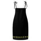 FlowerBottom Black Tie-strap midi dress - Alivwood