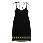FlowerBottom Black Tie-strap midi dress - Alivwood