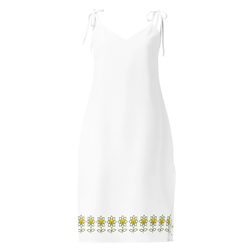 FlowerBottom White Tie-strap midi dress - Alivwood
