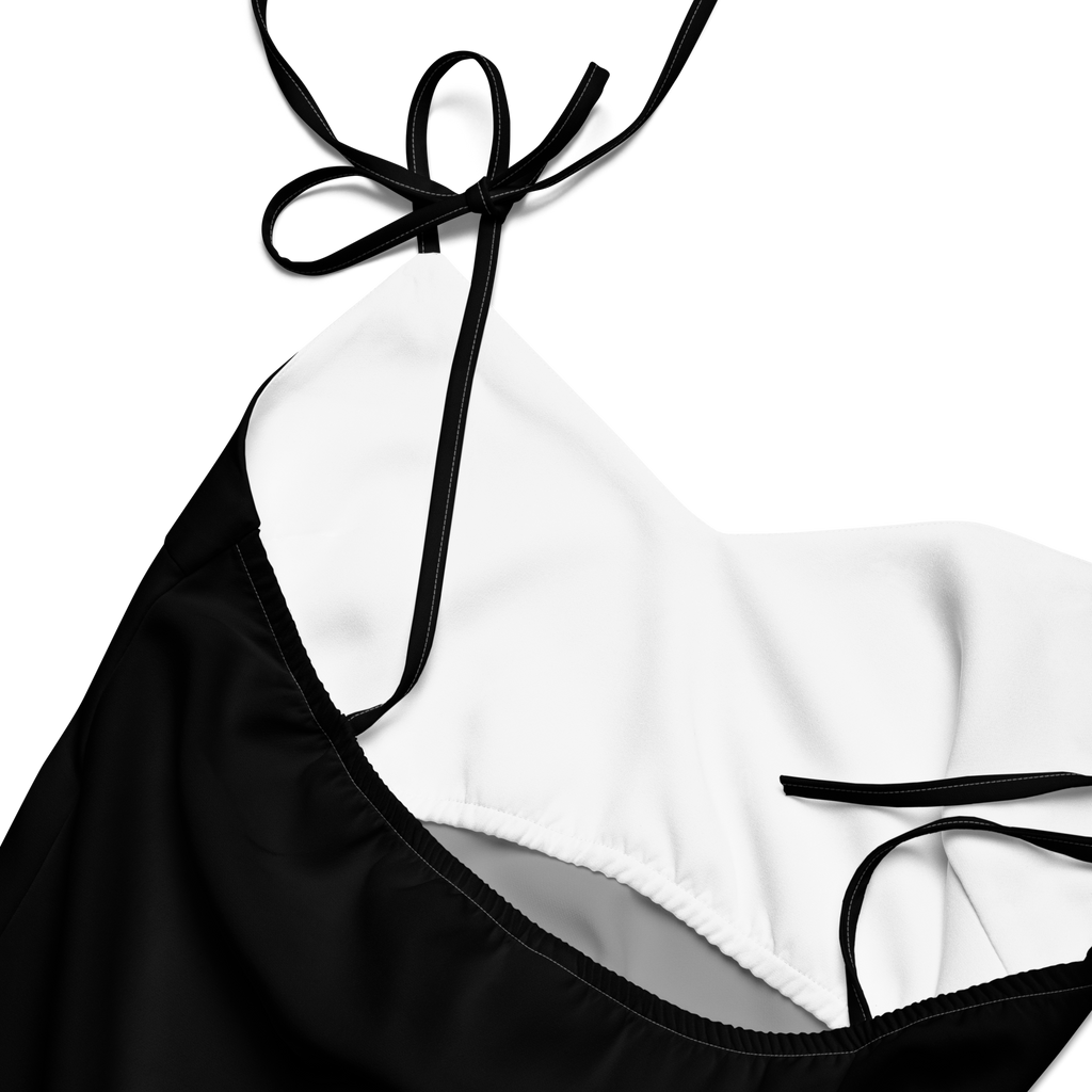 FlowerBottom Black Tie-strap midi dress - Alivwood