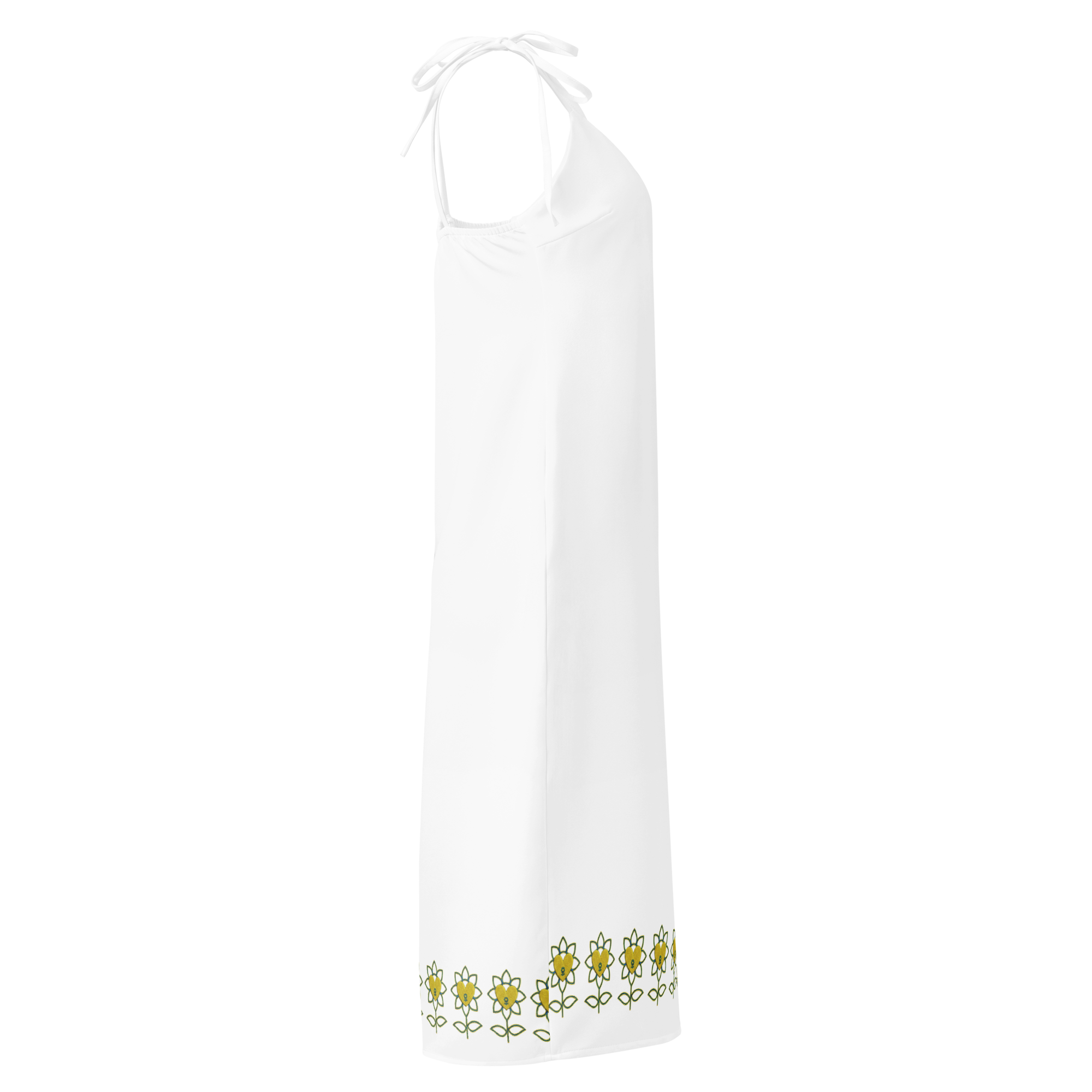 FlowerBottom White Tie-strap midi dress - Alivwood
