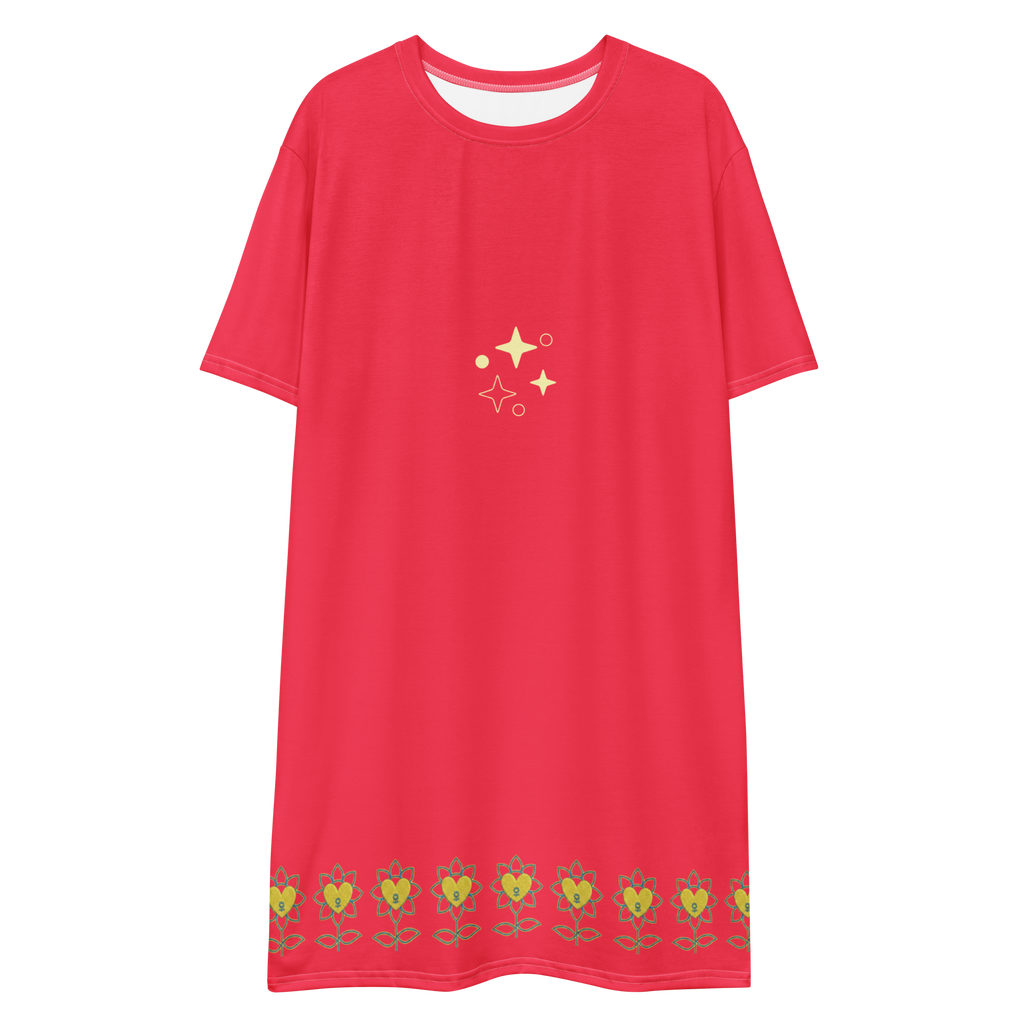 FlowerBottom Red T-shirt dress - Alivwood