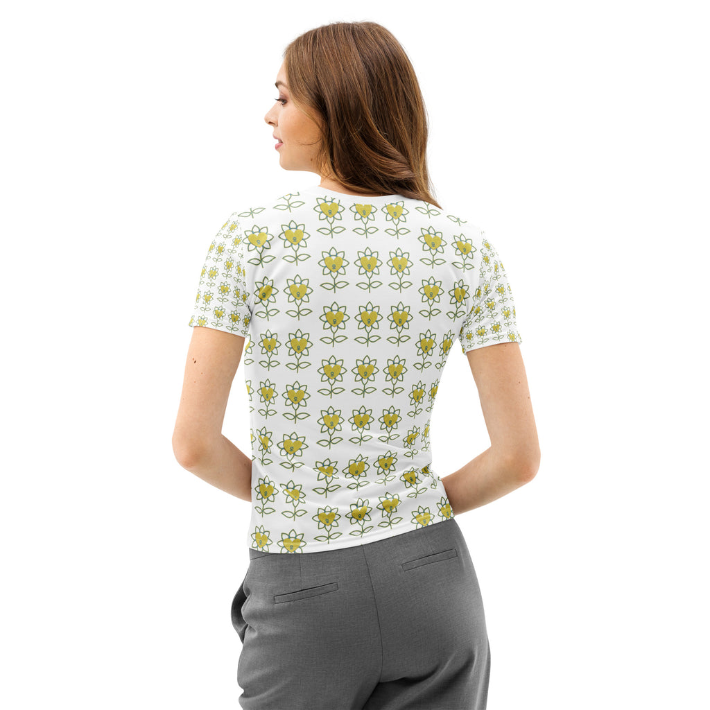 FlowerMood Women’s cotton crew neck t-shirt - Alivwood