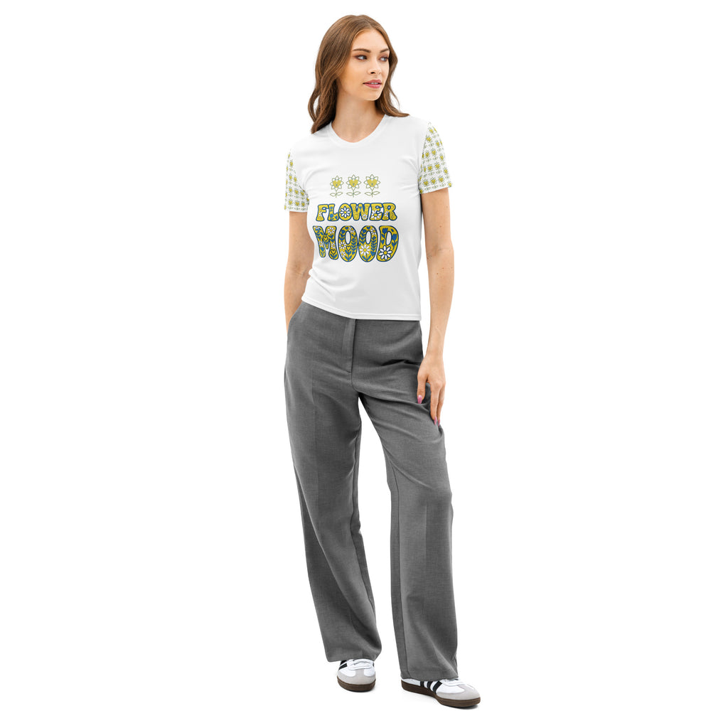 FlowerMood Women’s cotton crew neck t-shirt - Alivwood