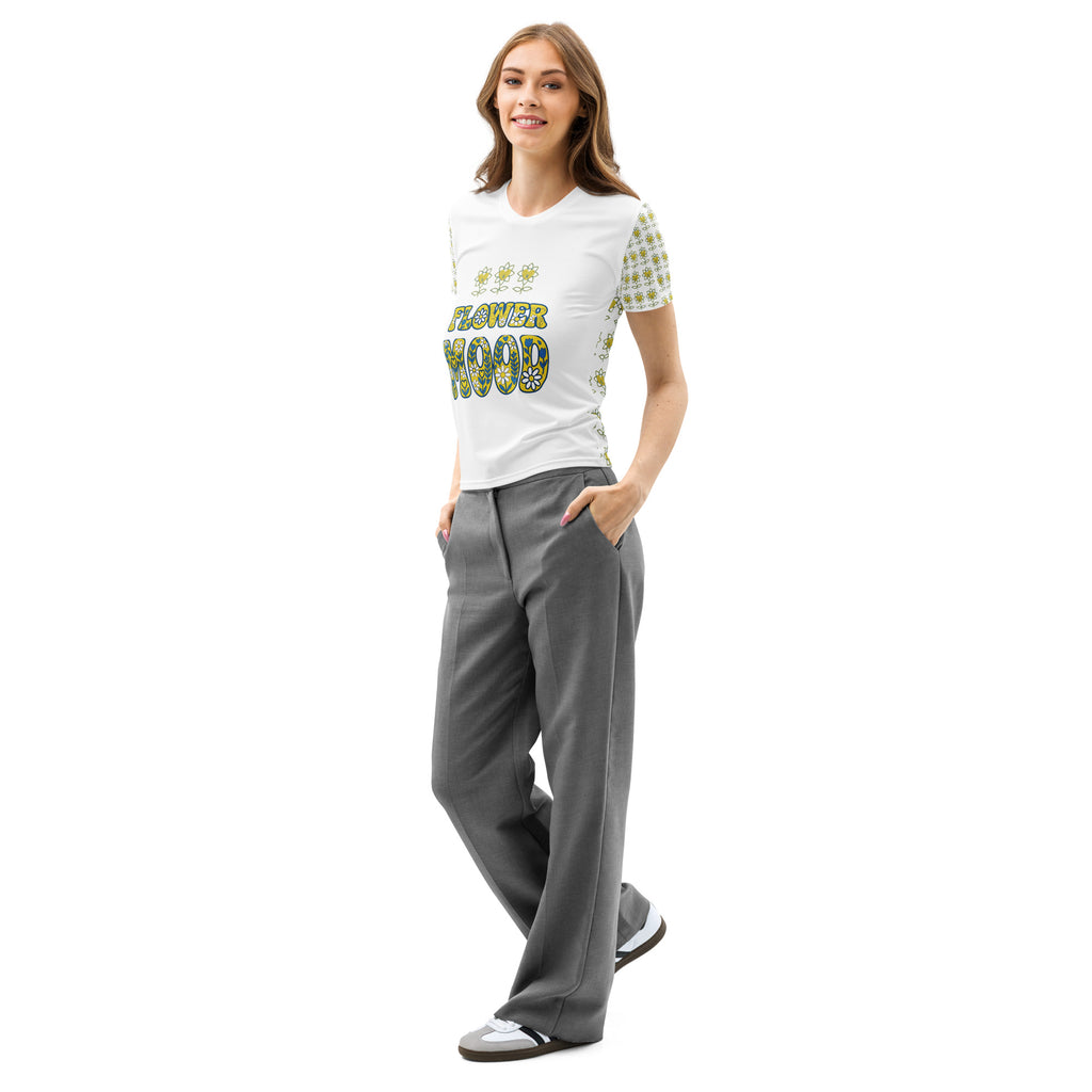 FlowerMood Women’s cotton crew neck t-shirt - Alivwood
